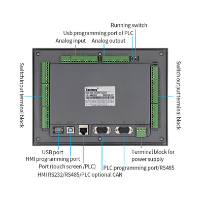 10 Inch HMI With Integrated PLC Touch Screen RAM 128MB 32K Program Capacity